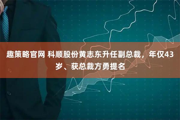趣策略官网 科顺股份黄志东升任副总裁，年仅43岁、获总裁方勇提名