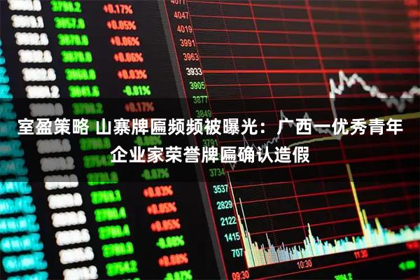 室盈策略 山寨牌匾频频被曝光：广西一优秀青年企业家荣誉牌匾确认造假